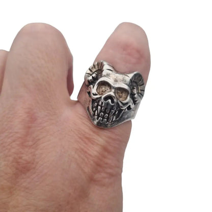 Anillo de calavera plata ley para hombre anillo cuerno