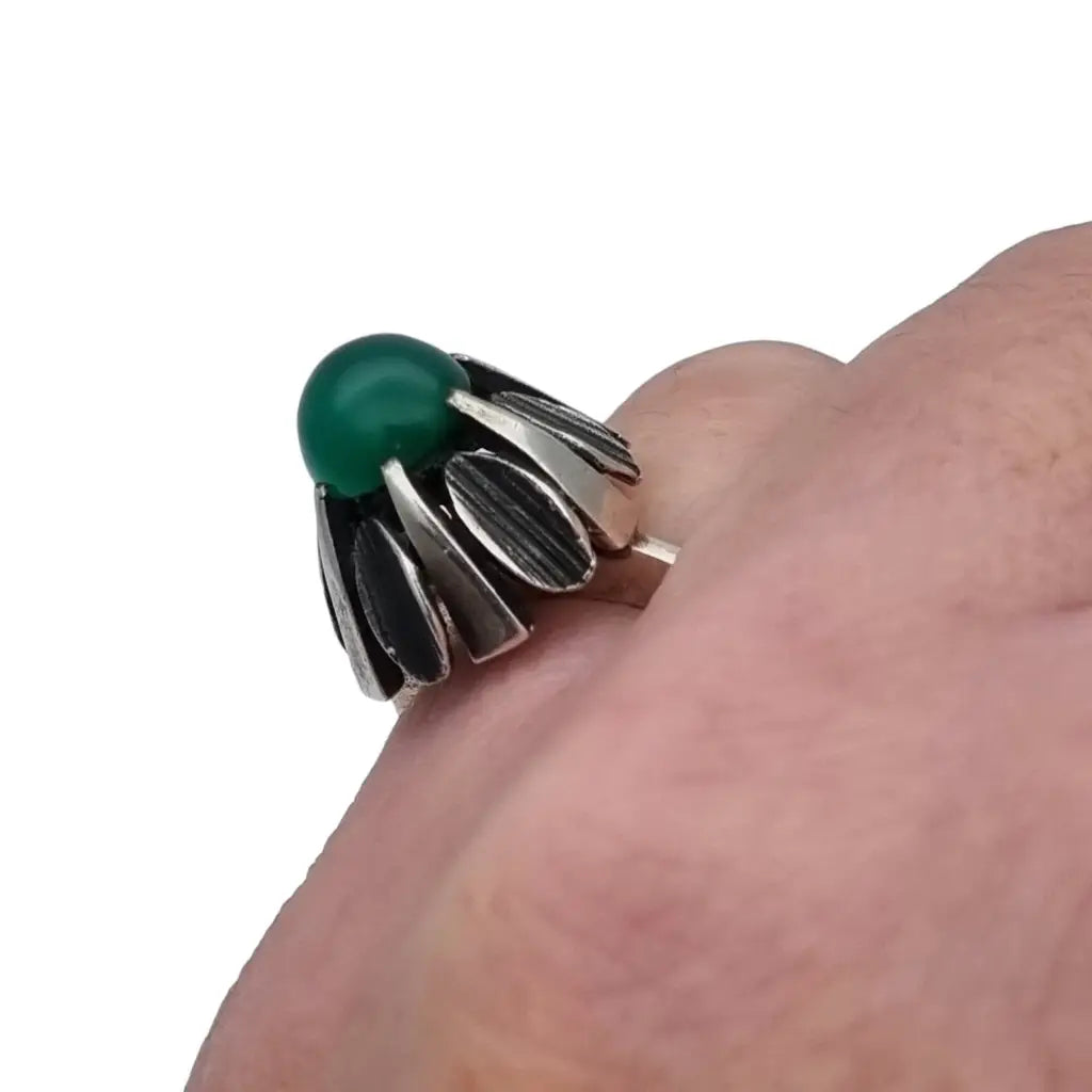 Anillo de plata vintage para mujer anillo piedra verde joyería boho regalos