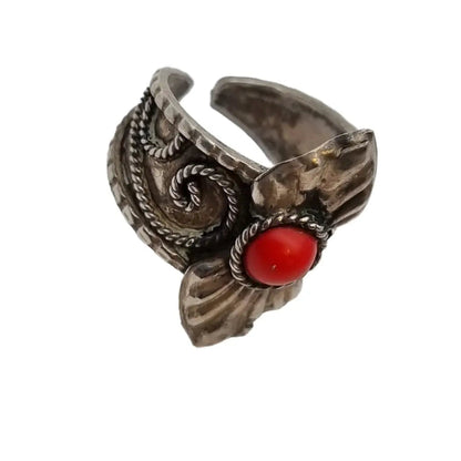 Anillo de plata rojo vintage para mujer estilo boho y ajustable joyería antigua