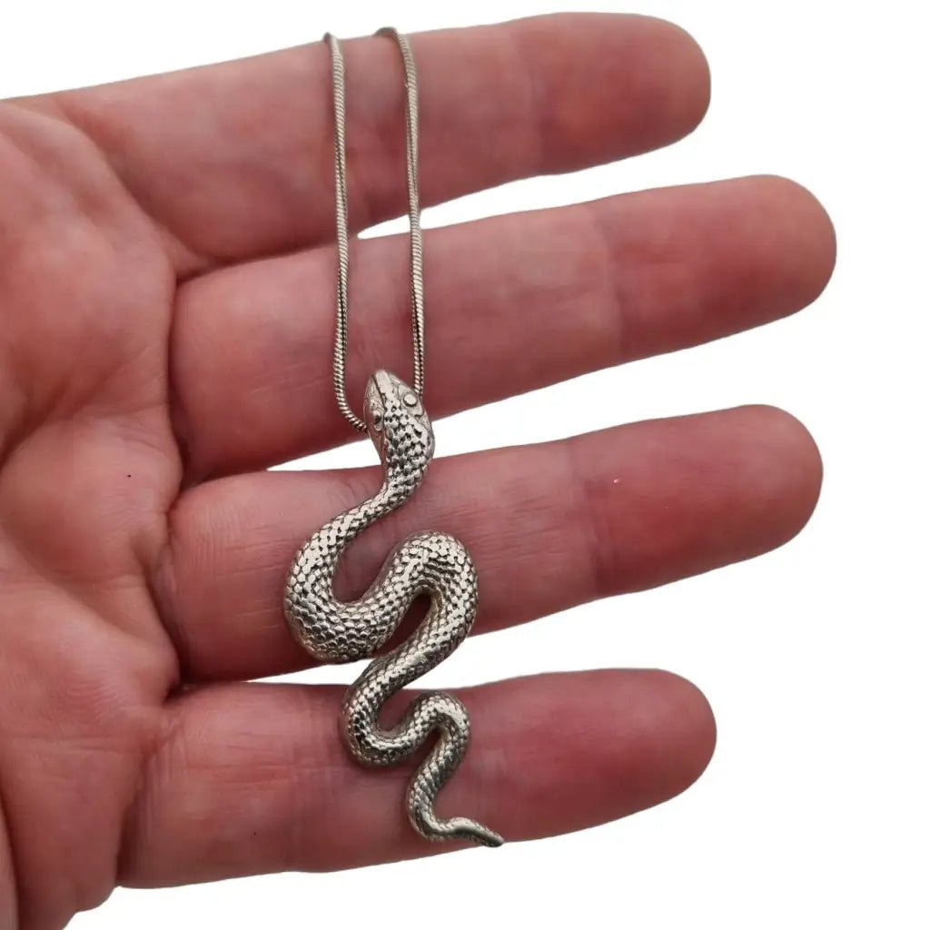 Colgante serpiente plata con cadena joyería vintage años 80 regalos para mujer