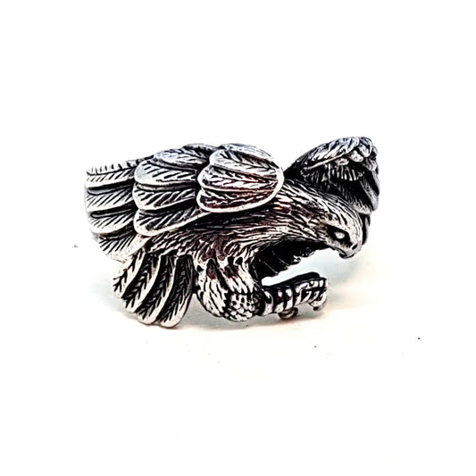 Anillo vintage águila plata 925. Tamaño 11 3/4 EE. UU. Punk-Rock-Heavy-Motor.