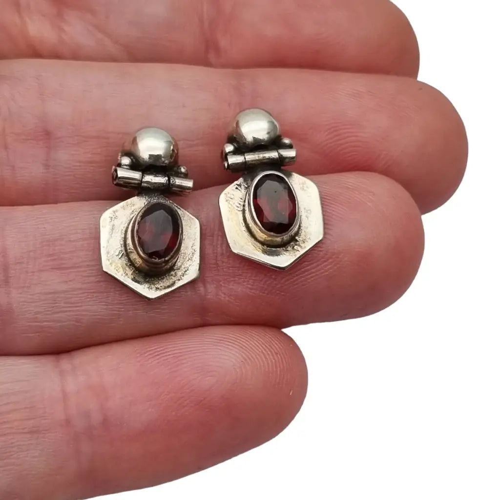 Pendientes de granate para mujer NOS plata ley 925 estilo boho verano