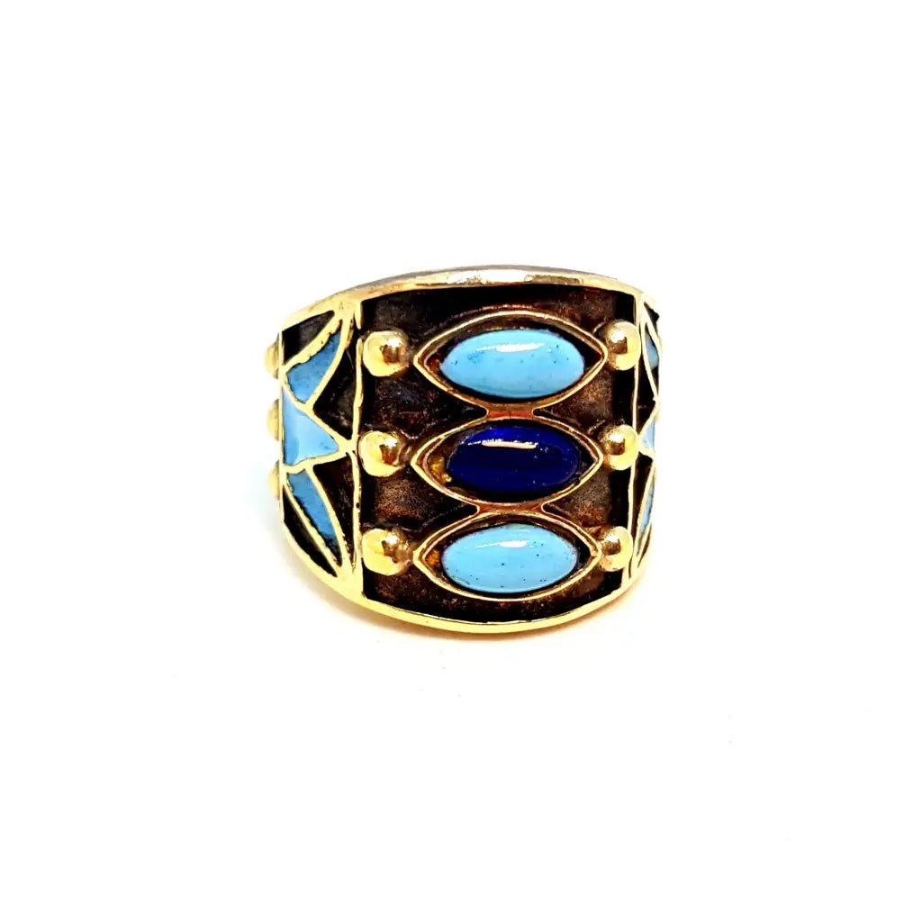 Anillo art nouveau de plata y esmalte estilo Art Noveau. Ajustable. Alaen dione