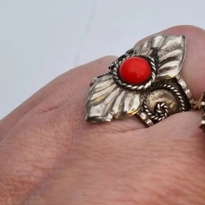 Anillo de plata rojo vintage para mujer estilo boho y ajustable joyería antigua