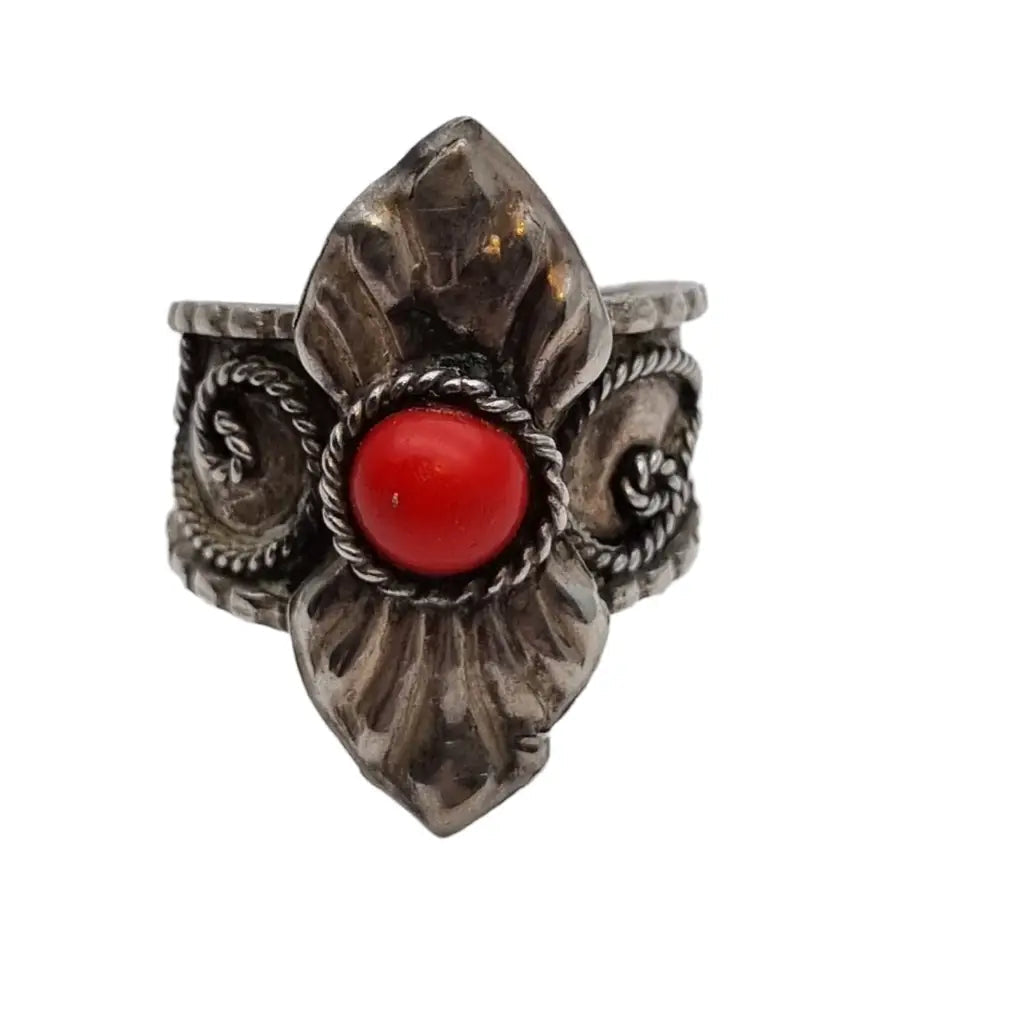 Anillo de plata rojo vintage para mujer estilo boho y ajustable joyería antigua