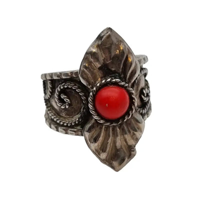 Anillo de plata rojo vintage para mujer estilo boho y ajustable joyería antigua