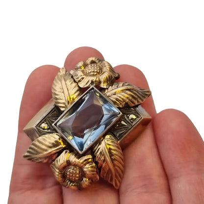 Broche art deco vintage boda de joyería azul regalo para la novia.