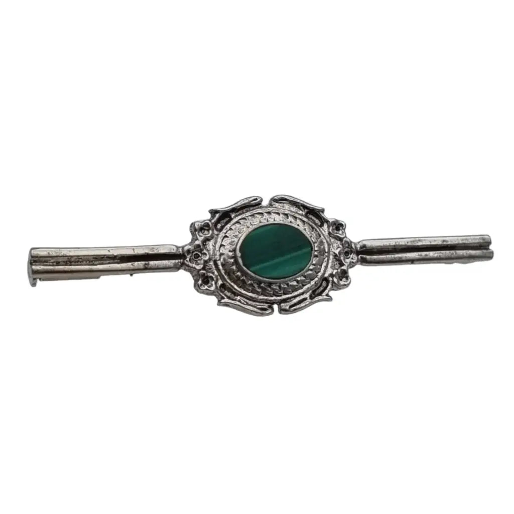 Broche art déco de plata verde malaquita para mujer pin largo solapa regalos