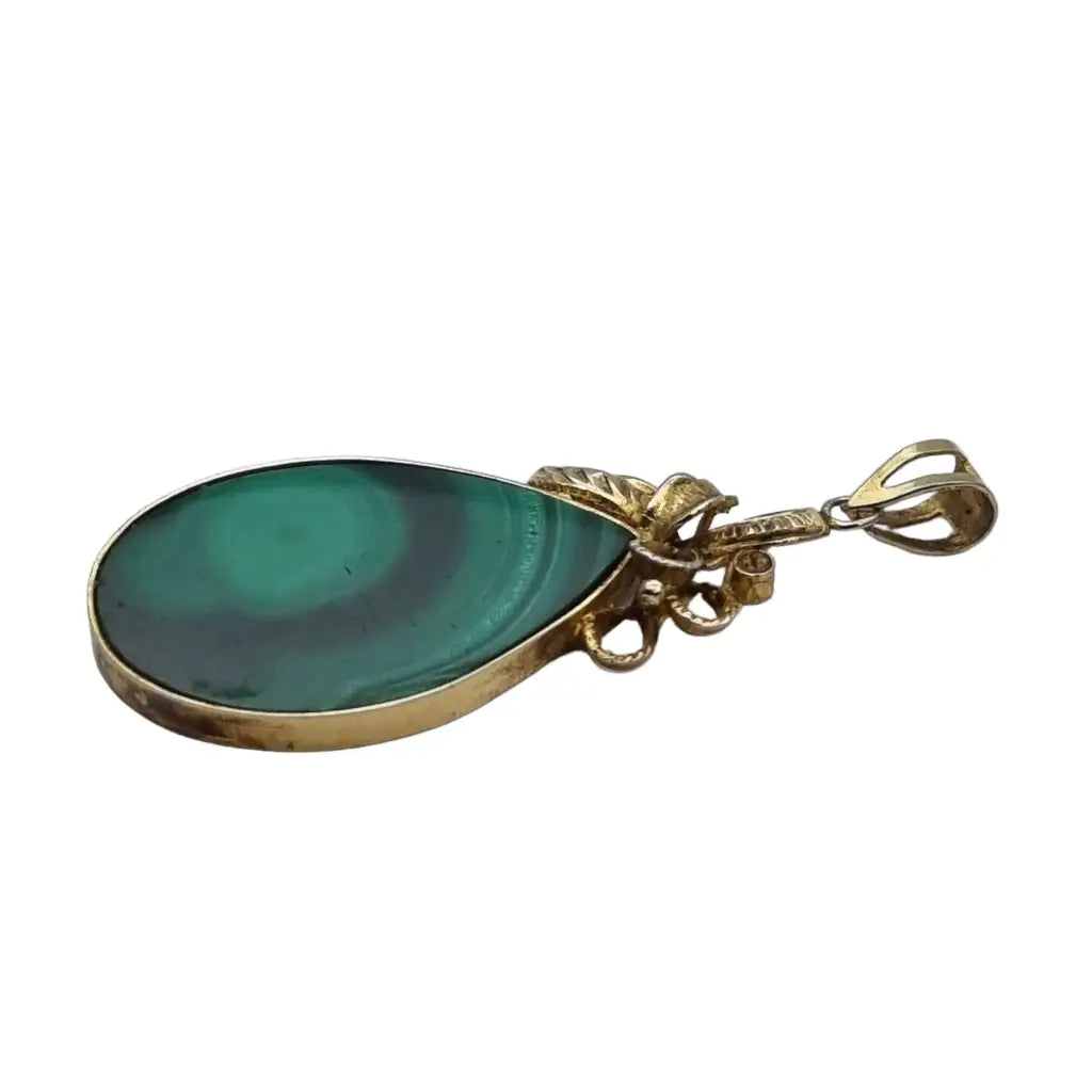 Colgante de malaquita plata ley colgante dorada vintage piedra verde