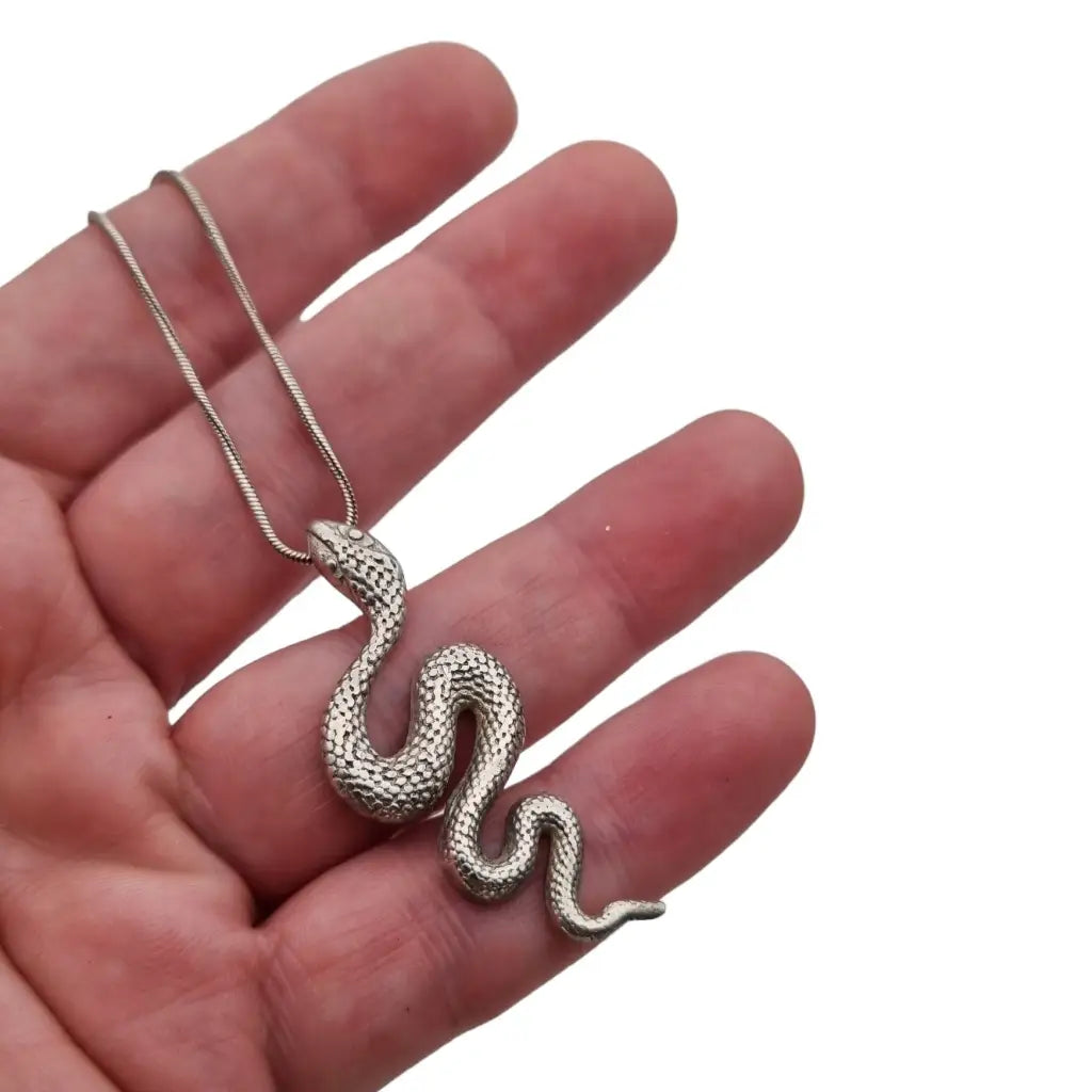 Colgante serpiente plata con cadena joyería vintage años 80 regalos para mujer