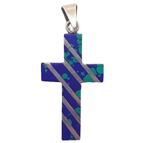 Cruz de azurita cruz plata azul colgante malaquita