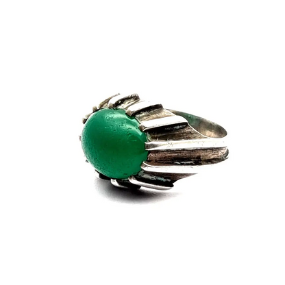 Anillo de plata vintage para mujer anillo piedra verde joyería boho regalos