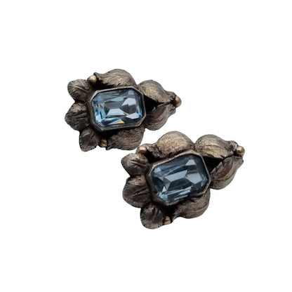 Pendiente azul art deco pendientes de plata vintage deco.