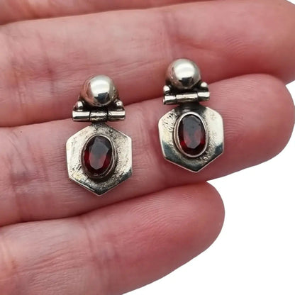 Pendientes de granate para mujer NOS plata ley 925 estilo boho verano