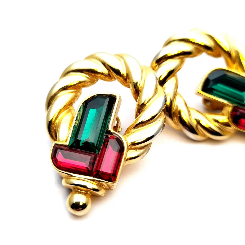 Pendientes vintage 80’s pendientes de bisutería para mujer Joyas oro pedrería