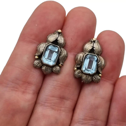 Pendiente azul art deco pendientes de plata vintage deco.