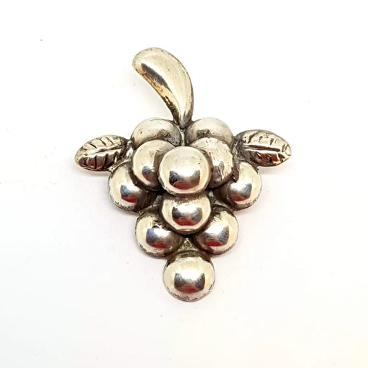 Broche racimo de uvas alfiler plata Vintage Circa XX joyería antigua