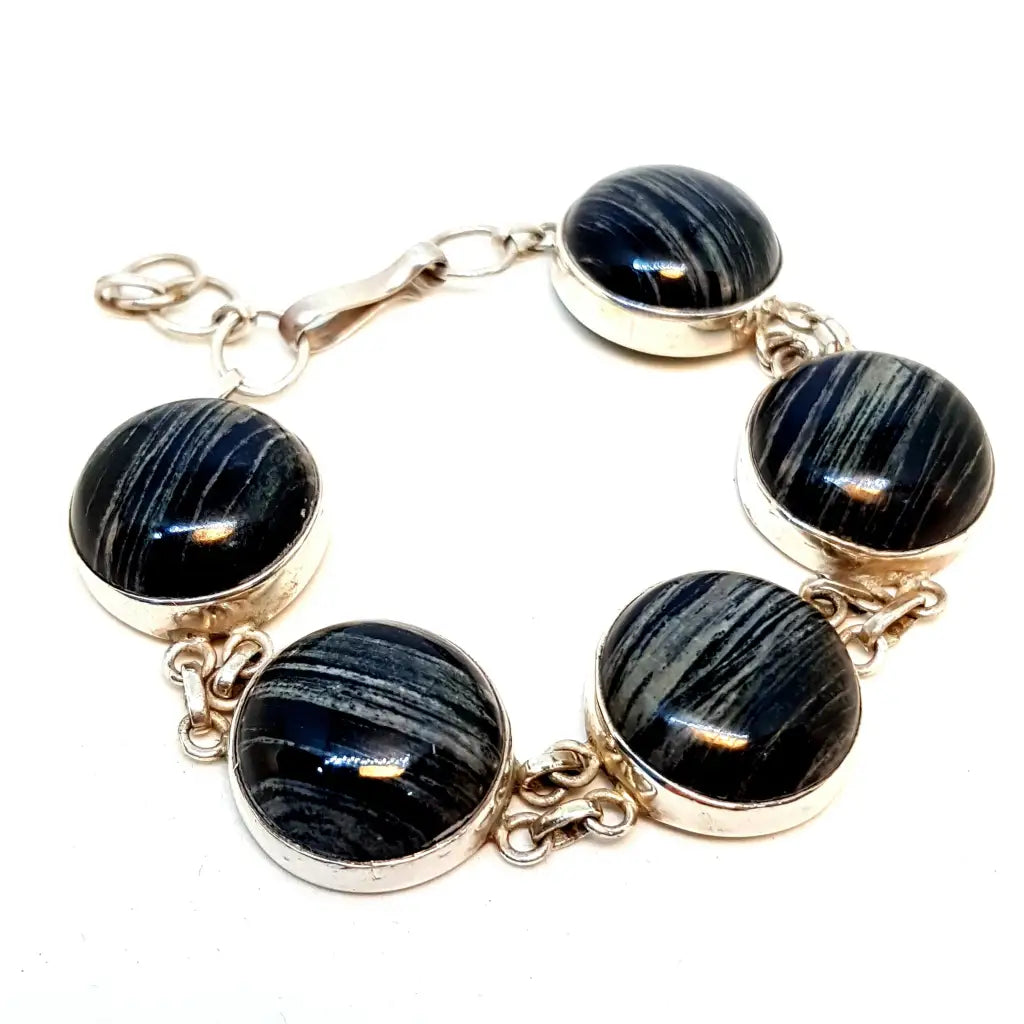 Pulsera de cuentas piedra para mujer plata pulsera azul