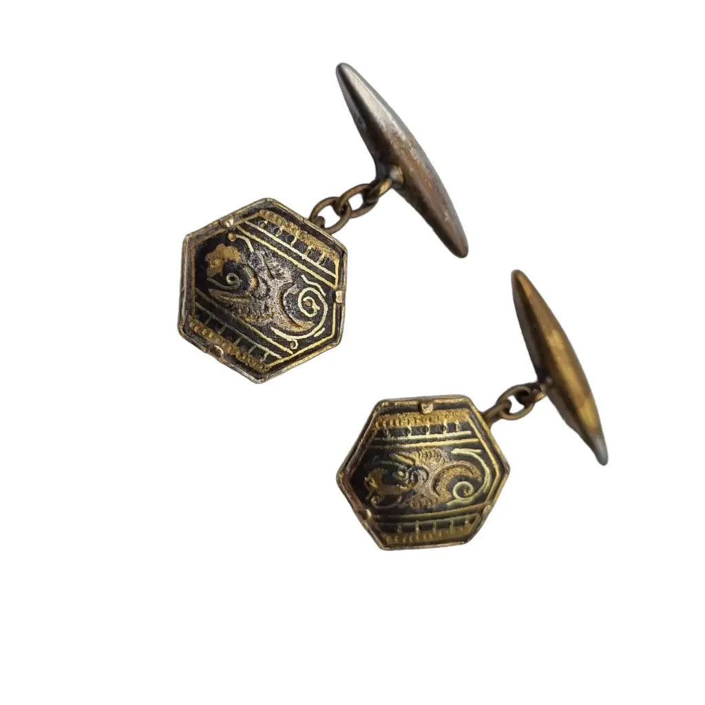 Oro toledano gemelos damasquinados complementos vintage Regalos