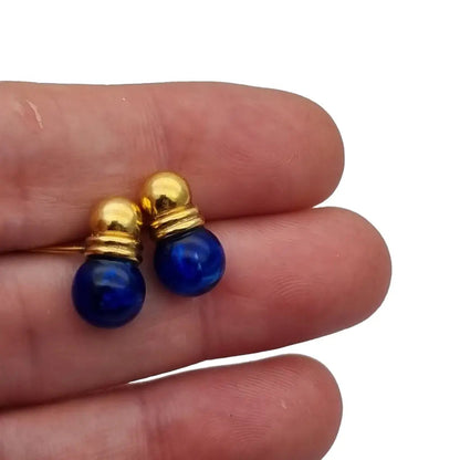 Pendientes de perlas azules y pendientes laminados en oro novedades los 80