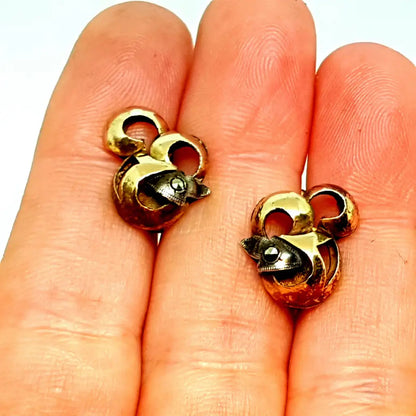 Pendientes art déco de plata y oro. Circa 1940. Joyas antiguas vintage.