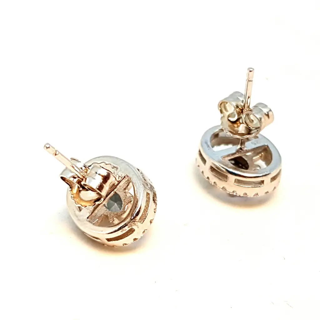 Pendientes de plata pendientes botón brillantes