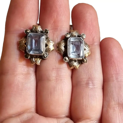 Pendiente azul art deco pendientes de plata vintage