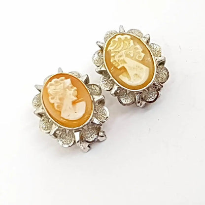 Pendiente de plata Cameo Pendientes 925 y Cameo. Concha tallada. Circa