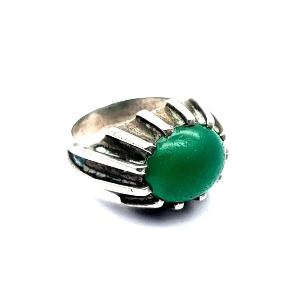 Anillo de plata vintage para mujer anillo piedra verde joyería boho regalos