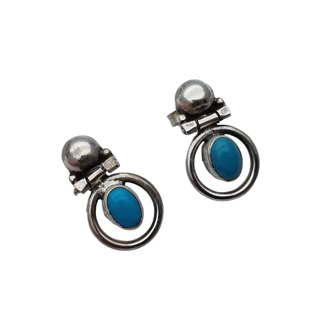 Pendientes Azules para Mujer NOS Plata de Ley 925 Azul Turquesa Estilo Boho