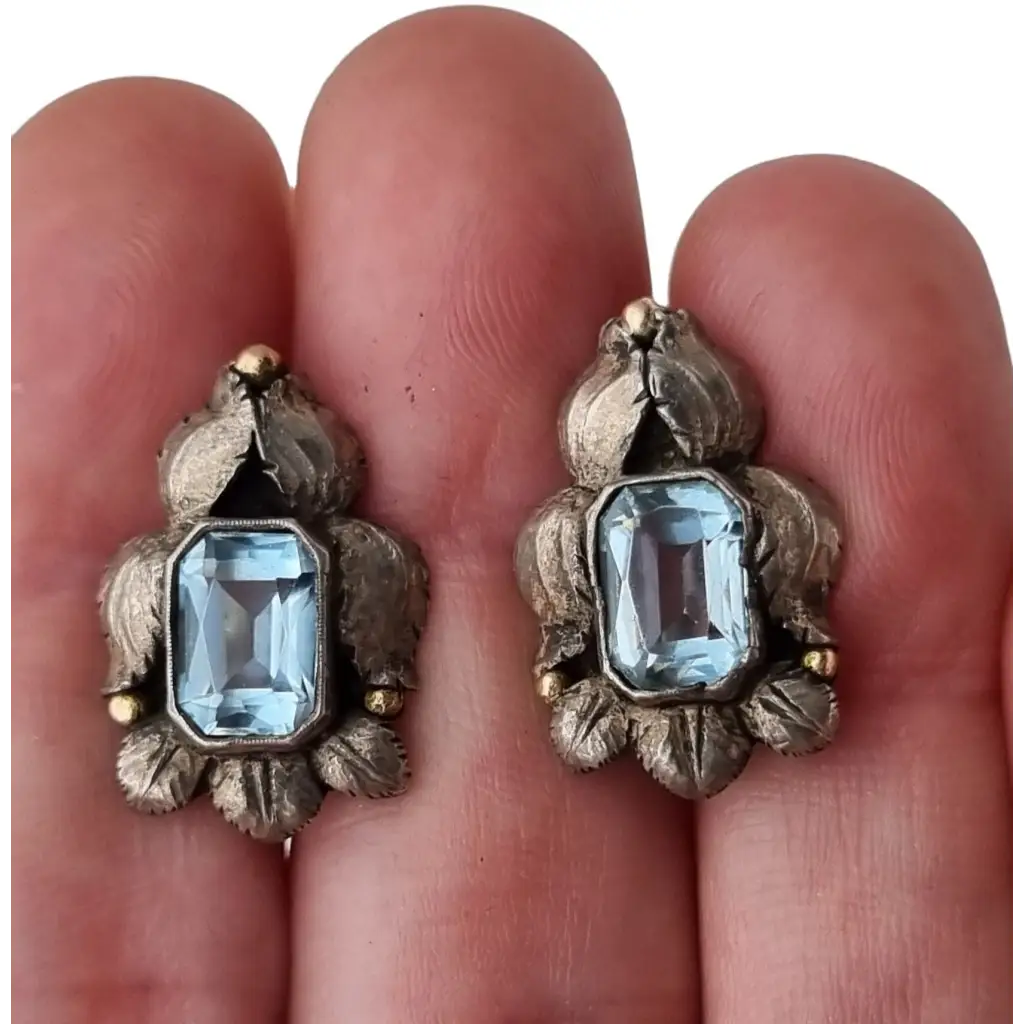 Pendiente azul art deco pendientes de plata vintage deco.