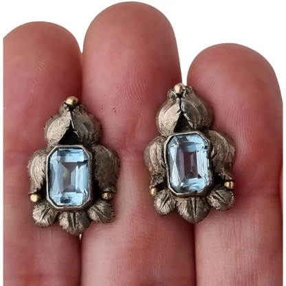 Pendiente azul art deco pendientes de plata vintage deco.