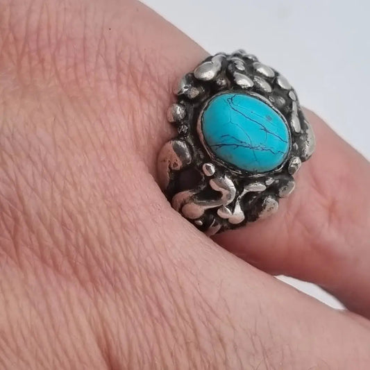 Anillo turquesa plata de ley vintage anillo azul mujer piedra
