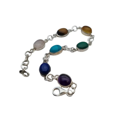 Pulsera de chakras plata con piedras naturales para mujer estilo boho Circa