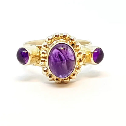 Anillo de plata boho amatista para mujer piedra morada anillo diferente regalos