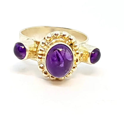 Anillo de plata boho amatista para mujer piedra morada anillo diferente regalos