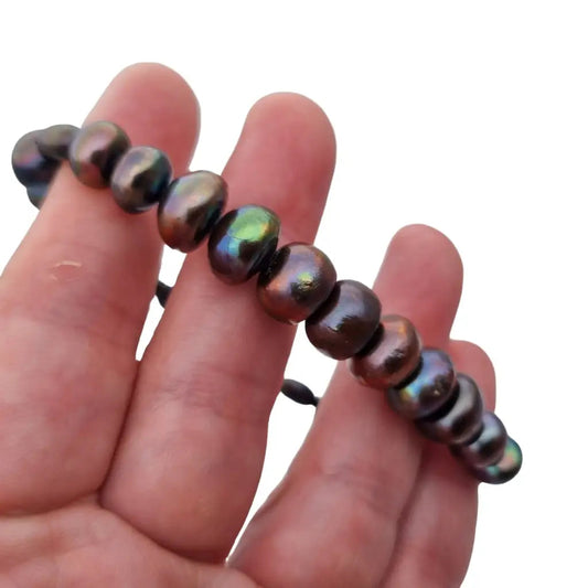 Pulsera de perlas negras y cierre oro 18k gafas vintage los años 80