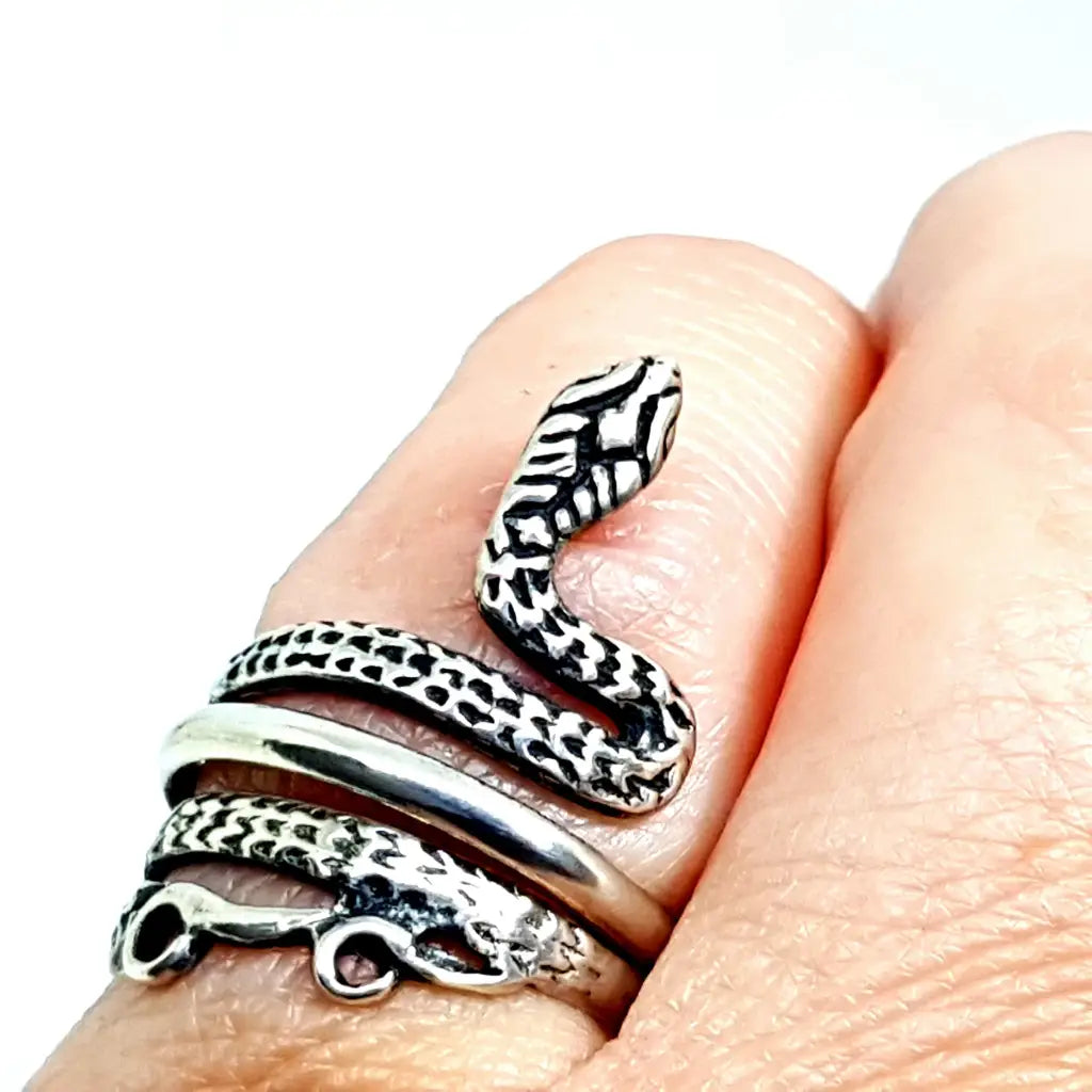 Anillo de serpiente plata ley boho joyería para mujer anillo