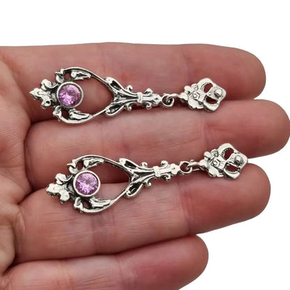 Pendientes victorianos antiguos para mujer pendientes de lágrima plata ley