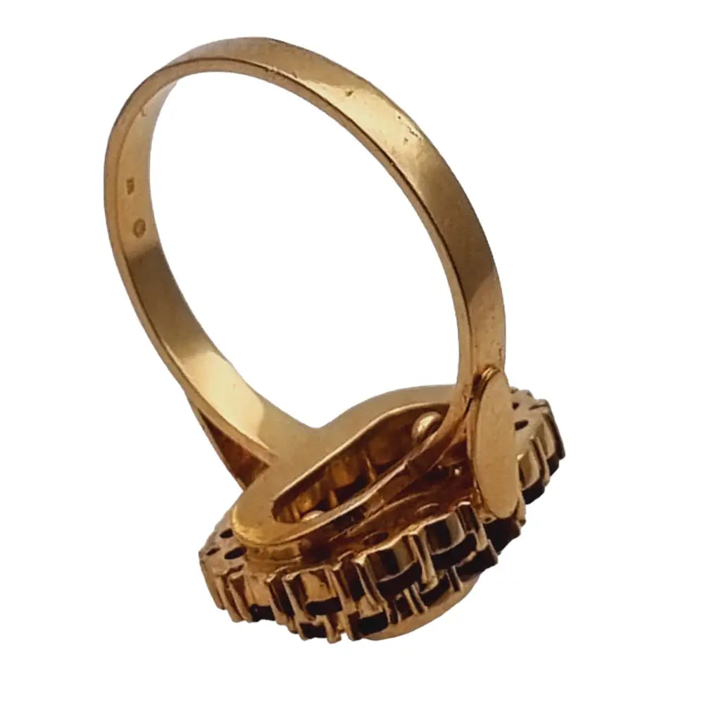 Anillo de granate y oro amarillo 9k alemania 375 estilo victoriano.