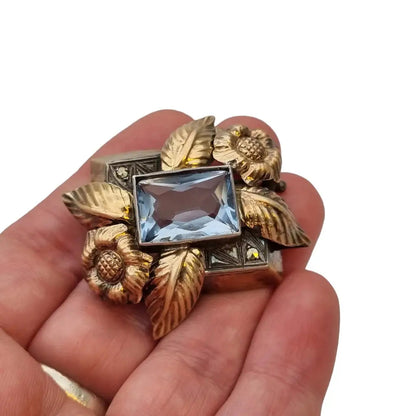 Broche art deco vintage boda de joyería azul regalo para la novia.