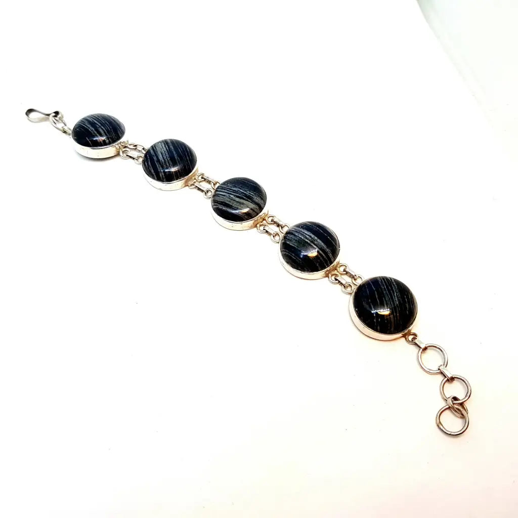 Pulsera de cuentas piedra para mujer plata pulsera azul