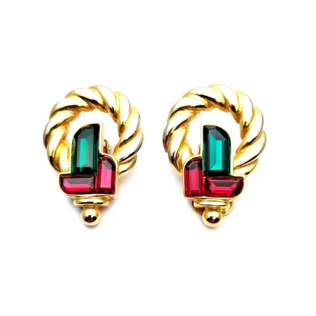 Pendientes vintage 80’s pendientes de bisutería para mujer Joyas oro pedrería