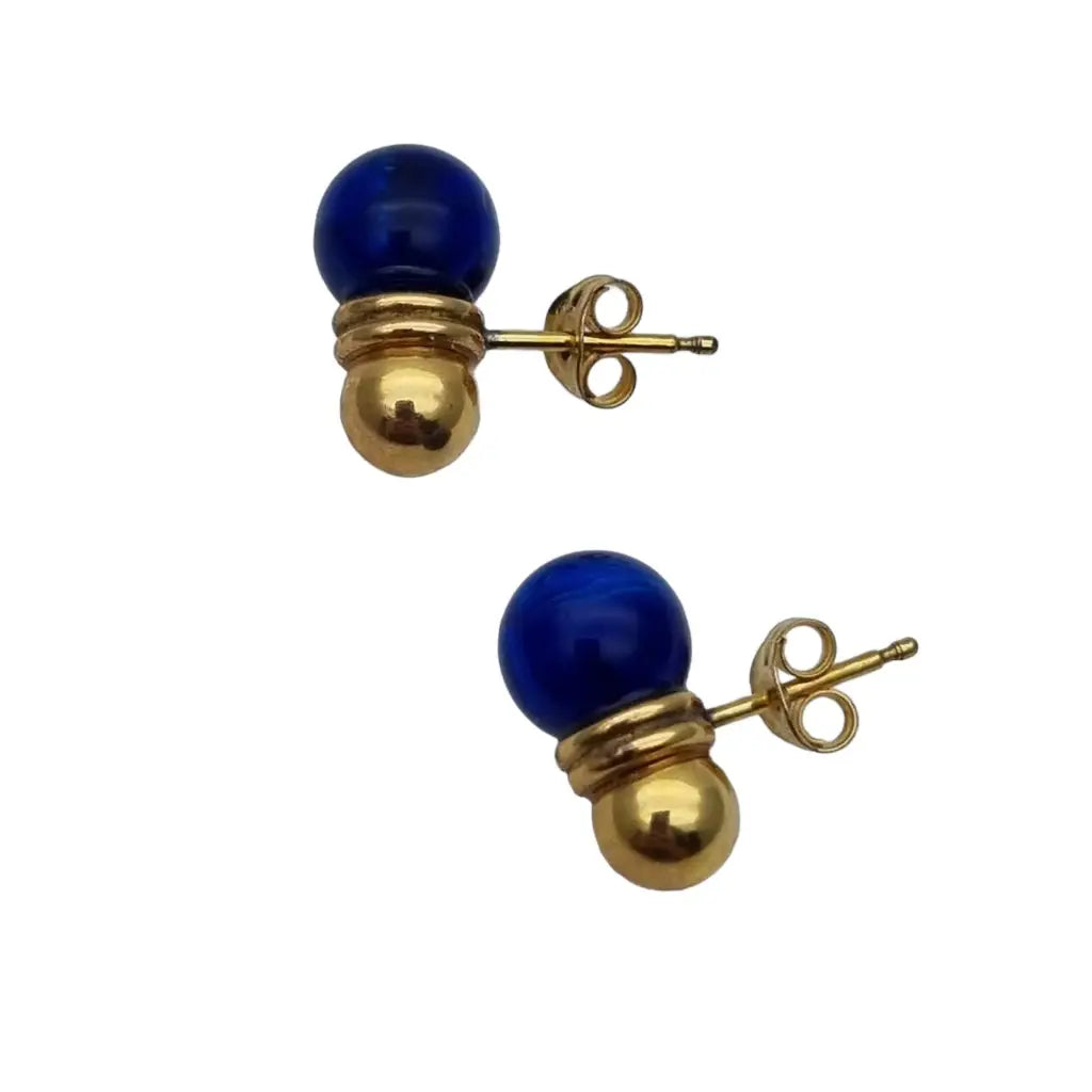 Pendientes de perlas azules y pendientes laminados en oro novedades los 80