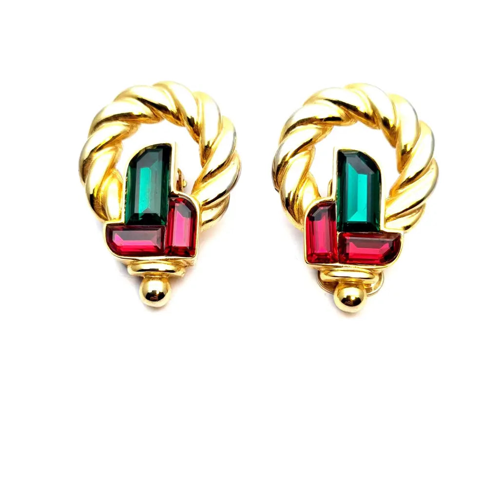 Pendientes vintage 80’s pendientes de bisutería para mujer Joyas oro pedrería