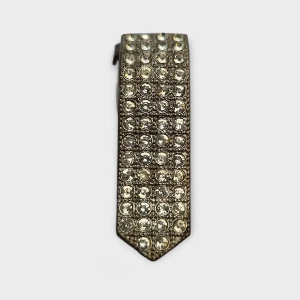 Juego de 4 broches bisutería Art Decó con pedrería blanca blanco brillante