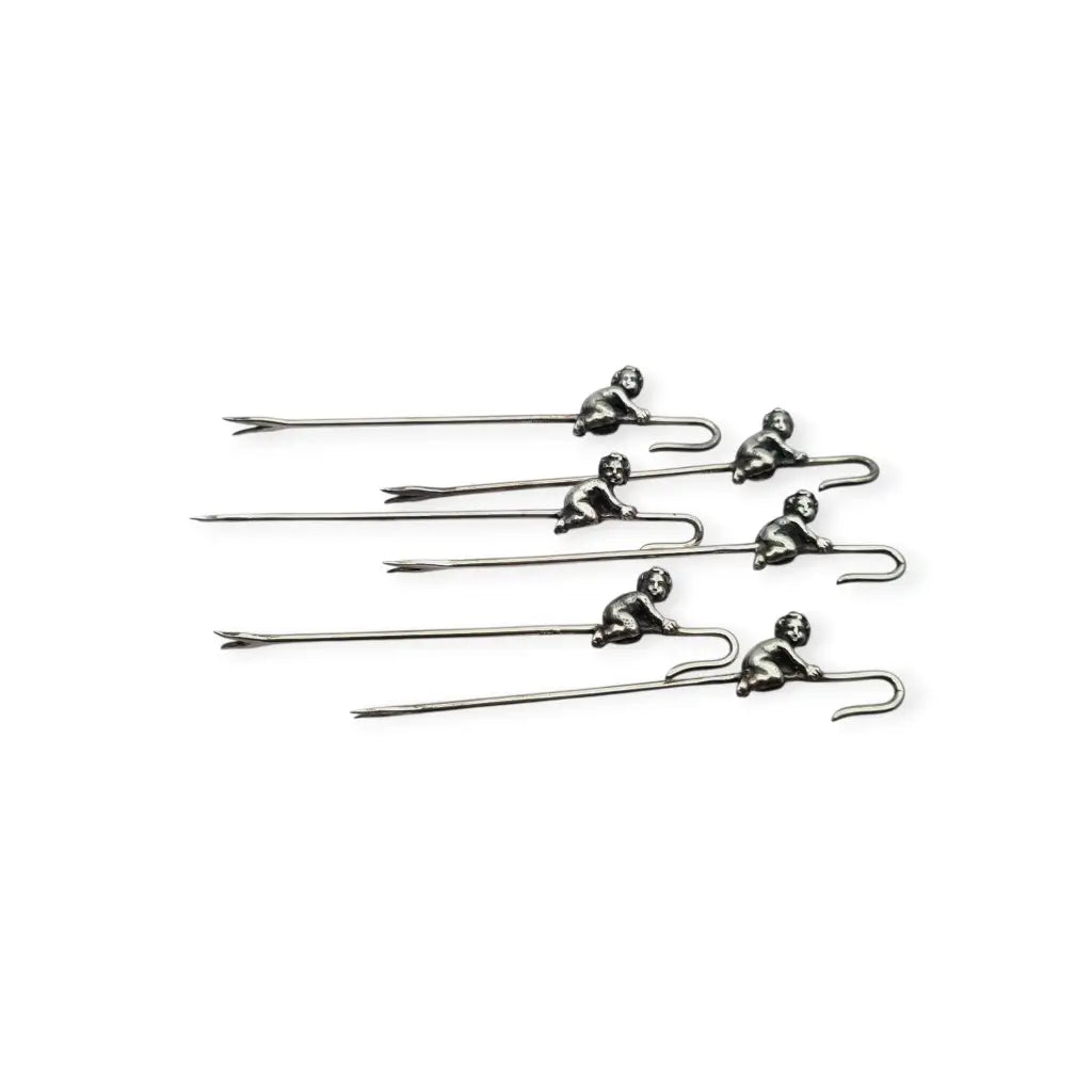 Juego de 6 tenedores antiguos para tapas estilo victoriano con querubines