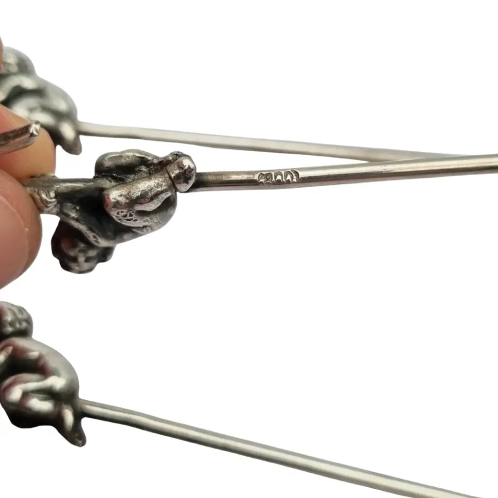 Juego de 6 tenedores antiguos para tapas estilo victoriano con querubines