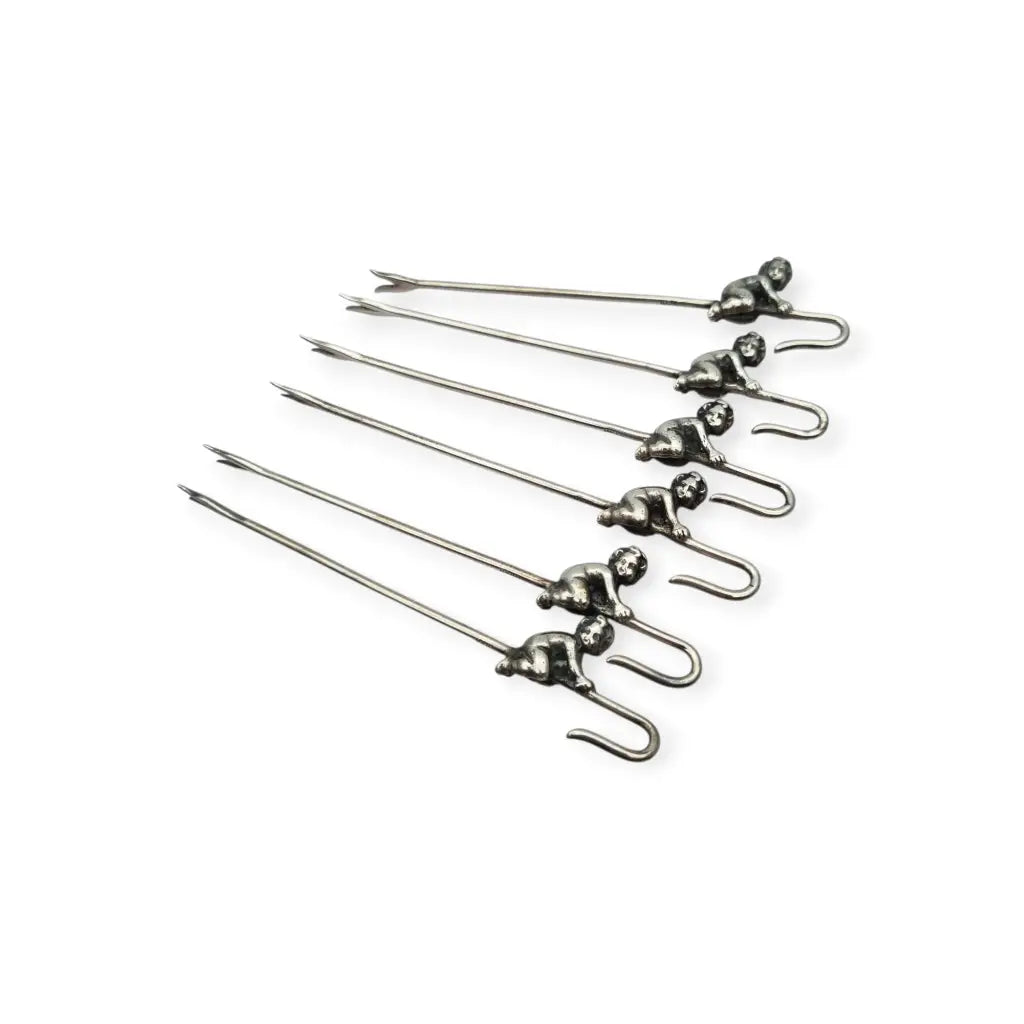 Juego de 6 tenedores antiguos para tapas estilo victoriano con querubines