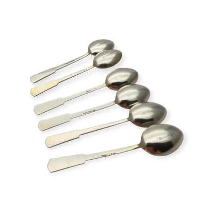 Juego de seis cucharillas Art Decó plata con esmalte rojo y negro Mappin